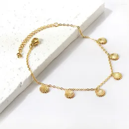 Anklets Stainless Steel Shell Shape For Women Gold Color Chain Anklet Leg Ankle Bracelet Summer Beach Jewelry Accessory Gife
