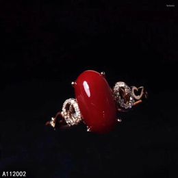 Cluster Rings KJJEAXCMY Fine Jewelry Natural Red Coral 925 Sterling Silver Women Adjustable Gemstone Ring Support Test Luxury Noble