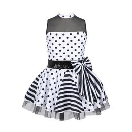 Dancewear Girls Ballet Tutu Dance Leotard Dress Kids Sleeveless Sequins Polka Dots Print Mesh Dresses Ballerina Stage Performance Costume 231124