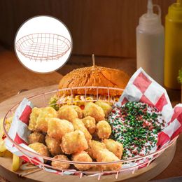 Dinnerware Sets Candy Basket Fast French Fries Storage Round Burger Fried Chicken Fruits Serving Iron Plate Desk Top Decor