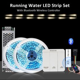 10M 20M SMD2835 Running Water LED Strip Lights DC 24V Bluetooth APP Control Ribbon Lamp Chasing Line Strips Decoration for Room