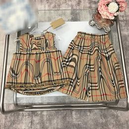 23ss baby set kid sets kids designer clothes girls lattice vest top Elastic waist Lattice shorts suit High quality baby clothes