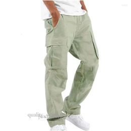 Men's Pants Outdoor Mens Cargo Black Cotton Pure Colour Overalls Streetear Men Straight Trouser Pocket Sweatpants 5Xl 1402 1591 1064