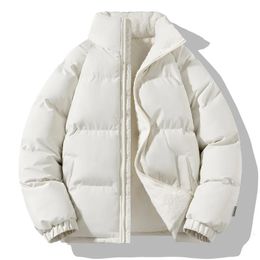 Men s Down Parkas Men Winter Thick Warm Parka Coat Fleece Inside 2023 Male Solid Color Stand Collar Cotton Jacket Size 4XL 231124