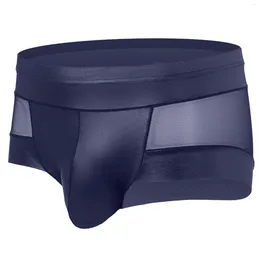 Underpants Men'S Boxer Shorts Sexy Pants Transparent Fun Protruding Underwear Passionate Performance Leather Mesh Quadrangle