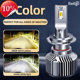 New High-Power LED Headlight Two-Color Automobile Head Lamp H1 H7 H9 H8 H11 9005 9006 Auto Fog Lamp 6500k 3800k White/Yellow Light