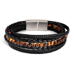 Bangle Style Hand-Woven Multi-layer Combination Accessory Stainless Steel Men's Leather Bracelet Fashion Man Jewellery Wholesale