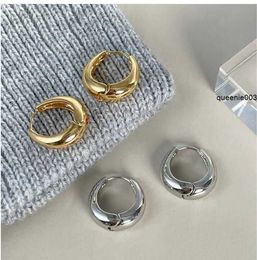 Stud Gold Hoop Earrings for Women Designer Half Moon Sphere Thick Chunky Earrings Stainless Steel Silver Earring 925 Jewellery Accessories