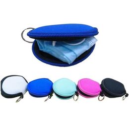 Storage Bags Rts Mask Holder Storage Box Plain Color For Sublimation Waterproof Earbud Case Bag Neoprene Zipped Coin Purse Face Er Wit Dh4A3