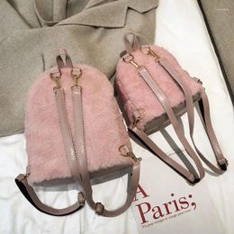 School Bags Korean Faux Fur Ear Cute Mini Backpack Fashion Plush Winter Bag For Girl Y2k Soft Kawaii Travel Rucksack