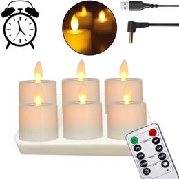 USB Rechargeable LED Battery Operated Tea Lights with Remote Realistic and Bright Flickering Flameless Tealight with Moving Wick H205o