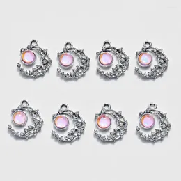 Charms 10pcs 15x18mm Alloy Resin Moon Pendants For DIY Jewelry Making High Quality Accessories Trinket