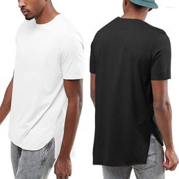 Men's T Shirts Mens Oversize Shirt Solid Colour Men Short Sleeve Casual T-Shirt Round Neck Hip Hop Streetwear Male TShirt Longline Tee