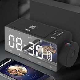 Wireless Charging Alarm Clock Bluetooth Speaker Digital Alarm Clock USB Charger For Bedroom With FM Radio USB Charging Port261h
