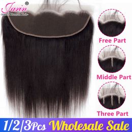 Synthetic Wigs Hd Transparent 13x4 Lace Frontal Closure Free Middle Part Remy Human Hair Jarin Bulk Sale Peruvian Straight 230227