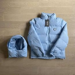 Trspstar Men's Jackets Hoodie Men 2023 Winter London Detachable Hooded Down Jacket Ice Fleece Activewear Women Warm Clothing Baby Blue 688ss