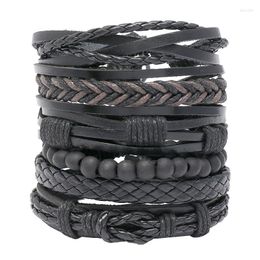 Bangle Trendy 6pcs/set Woven Punk Vintage Charm Leather Women Bracelets Bangles Men Femme Homme Bracelet Jewellery Small Gift