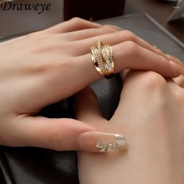 Cluster Rings Draweye Multilayer Metal Jewellery For Women Korean Fashion Hollow Out Simple Vintage Cuff Ins Forefinger Anillos Mujer
