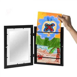 Frames and Mouldings 2Pcs 1pc Children Art Frames Magnetic Front Open Changeable Kids Frametory For Poster Photo Drawing Paintings Pictures Display