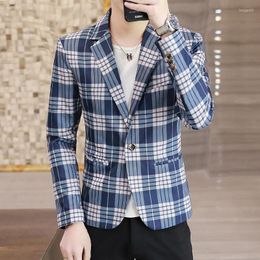 Men's Suits DYB&ZACQ Spring 2023 Men's Suit Jacket Korean Version Slim Handsome Checkered Single Western Casual Small