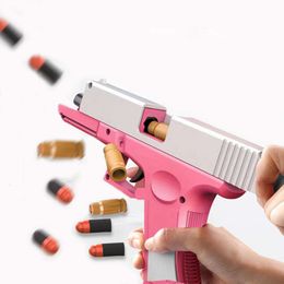 Shooting Toy Clip Silencer EVA Manual Loading Plastic Small Soft Bullet Pistol Shell Ejection Gun