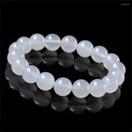 Strand Natural White Agate Bracelets 6mm 8mm 10mm Beads Gem Stone Elastic Lucky Bracelet For Woman Man Simple Charm Jewellery Gifts