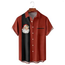 Men's T Shirts Short Sleeve Shirt Mens Printed Christmas Button Down Beach Long Tall For Men