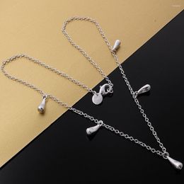 Chains Charm 925 Sterling Silver Necklaces Jewellery 18 Inches Fashion Five Water Droplets Necklace For Women Christmas Gifts