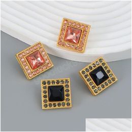 Stud Fashionable Metal Square Rhinestone Geometric Earrings For Womens Exaggerated Elegant Study Earings Banquet Jewellery Accessories Dh4By