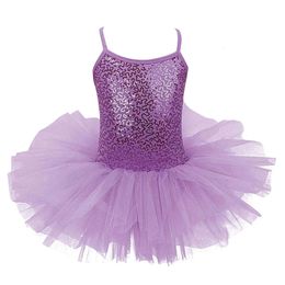 Girl's Dresses Kids Girls Professional Ballet Tutu Dress Sequins Sleeveless Gymnastics Workout Leotard Dance Dress Ballerina Costumes Dancewear 231124