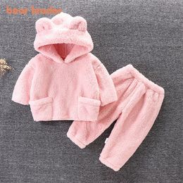 Family Matching Outfits Bear Leader Girls Clothing Sets Winter Flannel Set Baby Pyjamas Homewear Warm Hooded Two-piece Set Girl Children's Sets 231124