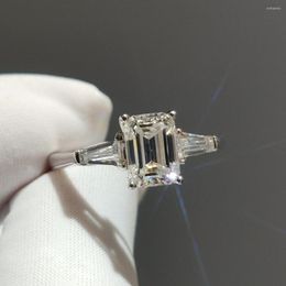 Cluster Rings Inbeaut 925 Silver Emerald Cut 1 Ct 5 7mm D Color Pass Diamond Test Rectangle Moissanite Wedding Ring Women Jewelry