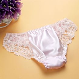 Women's Panties 1PC 100% Silk Women's Sexy Lace Underwear Briefs Lingerie Panties M L XL MS011 230424