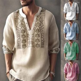 Men's Casual Shirts American Mens Thin Cardigan Shirt Autumn Solid Short-Sleeved V-Neck Pattern Trendy Simple Comfortable