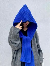 Berets Winter Knitted Hat Scarf Integrated Women Spring And Autumn Warm Hooded Shawl Fashion All Matching Wool
