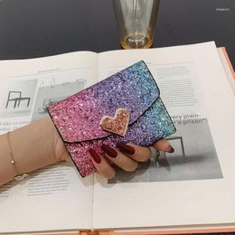 Wallets Wallet Lady Sequin Three Fold Niche Design Coin High-grade Short Money Clip Temperament Personality For Men