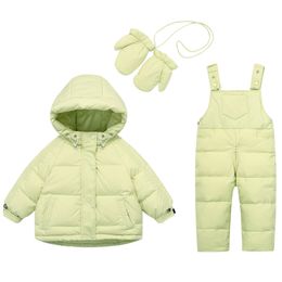 Children's Down Jacket Set Boys and Girls Baby Winter Fashion Thickened Two-piece Gloves