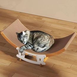 kennels pens Cat Rocking Chair Swing Sofa for Cats Paper Scratch Board Wooden Frame Beds Furniture Scratching Post Pet Nest House Supplies 231124