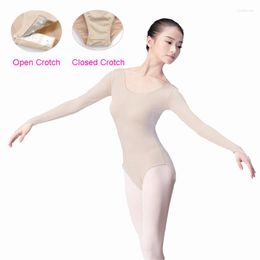 Stage Wear Nude Ballet Underwear Women Adult Gymnastics Long Sleeve Flesh Skin Colour Leotard Swimsuit Dance Bodysuit