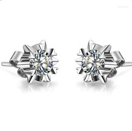 Stud Earrings TE211 Snowflake 1 Carat High Quality NSCD Synthetic Gem Earring For Women Wedding White Gold Color Engagement