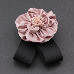 Brooches Korean Fashion Fabric Ribbon Bow Brooch Rose Flower Bowknot Neck Ties Corsage Collar Pin For Women Clothing Accessories