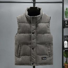 Men's Vests Men Sleeveless Jacket Autumn Waistcoat Thickened Padded Winter Vest Coat With Stand Collar Windproof Warm Featuring