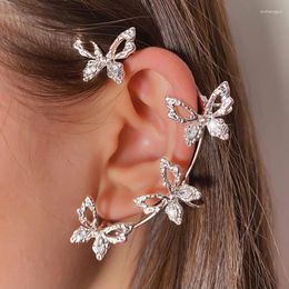 Backs Earrings KINFOLK Silver Plated Metal Leaf Butterfly Clip For Women Ear Clips Without Piercing Sparkling Zircon Cuff Fashion