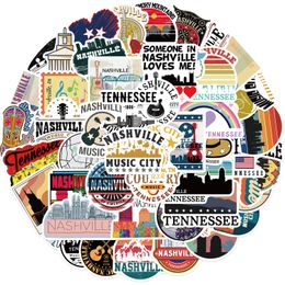 50Pcs-Pack Nashville Tennessee Stickers Waterproof Vinyl Stickers for Luggage Water Bottle Laptop Car Planner Scrapbooking Phone Mac Door Wall Decals