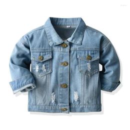 Jackets Baby Boys Girls Denim Jacket Kids Toddler Button Down Jeans Top Coat Outerwear Casual Clothes