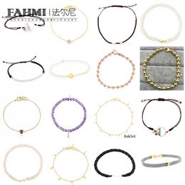 Fahmi Classic exquisite beaded buckle pearl black rope bracelet plain circle gold bead bear bracelet Good Craftsmanship, TOP Quality