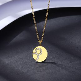 New Fashion Micro Set Zircon Good Luck 8 Round Pendant Necklace Jewellery Women Plated 18k Gold S925 Silver Necklace for Women Wedding Party Valentine's Day Gift SPC