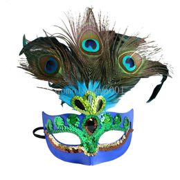 Charm Feather Masks Halloween Party Stage Performance Supplies Masquerade Props Woman Glittery Sequins Half Face Masks