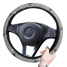 Steering Wheel Covers Car Cover With Crystal Rhinestones Sparkling Protector Vehicle Auto Decoration Carbon Fibre
