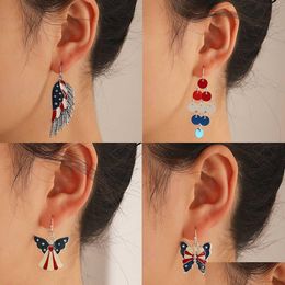 Dangle & Chandelier Dangle Chandelier New Usa Independence Day Earrings For Women American Flag Election Theme Boots Angel Wings Star Dhe6M